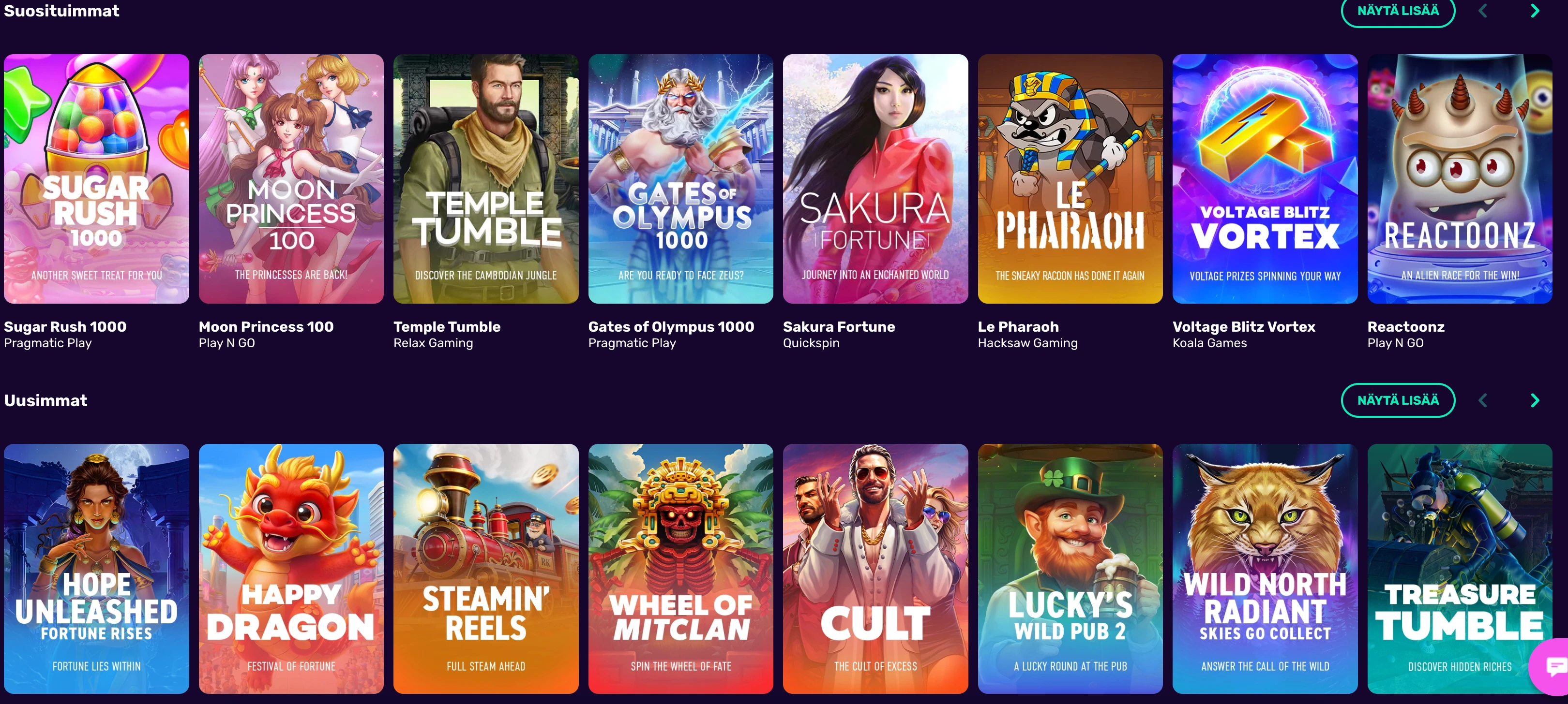 Neonvegas pelivalikoima